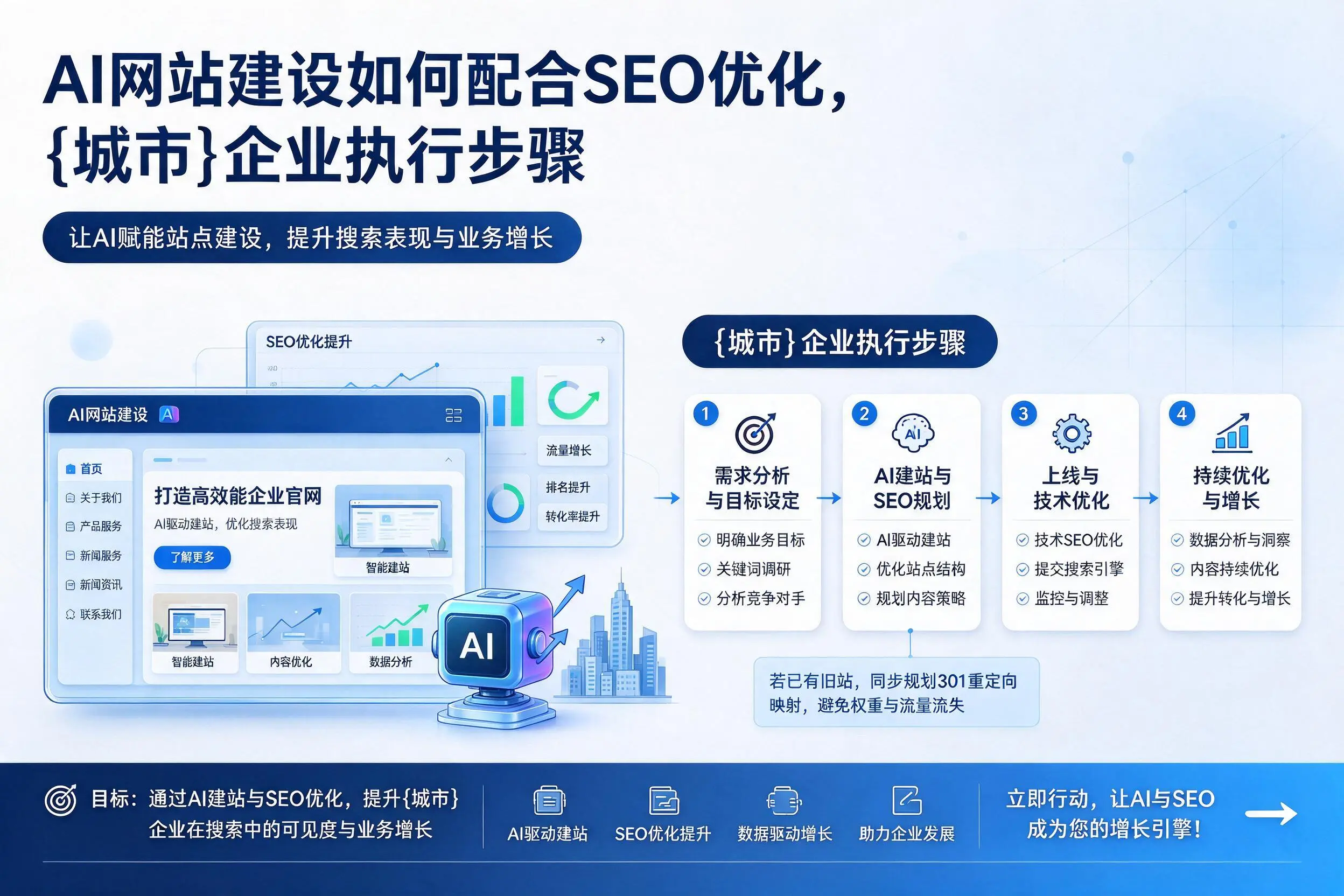 AI网站建设如何配合SEO优化,鞍山企业执行步骤