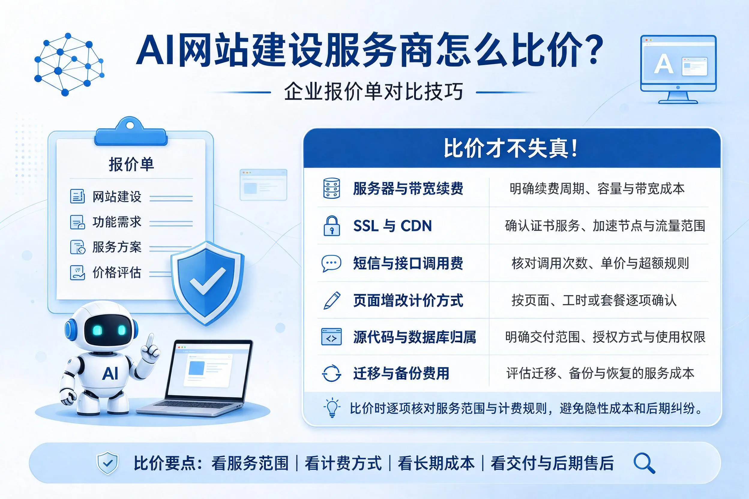 AI网站建设服务商怎么比价？鞍山企业报价单对比技巧